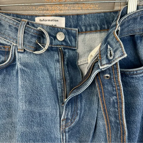 Reformation Dree Belted Baggy Wide Leg Jeans Sz 27 - Picture 7 of 15